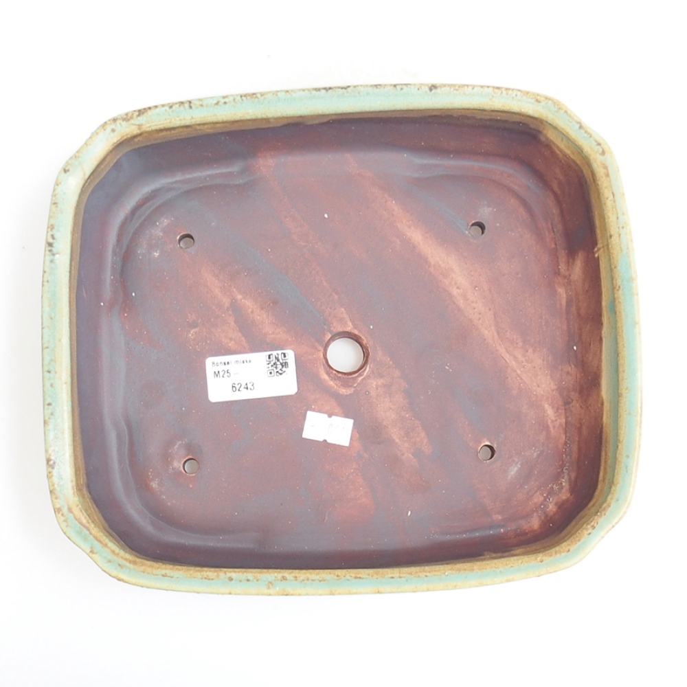 Ceramic bonsai bowl 24 x 20,5 x 6 cm, green