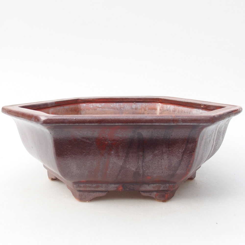 Ceramic bonsai bowl 24 x 21 x 7,5 cm, colour red