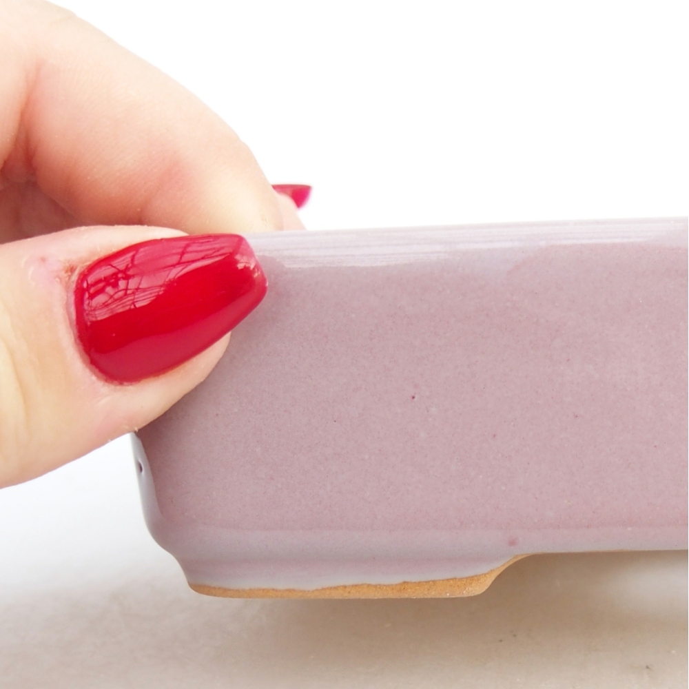 Ceramic bonsai bowl 12,5 x 9,5 x 3,5 cm, pink