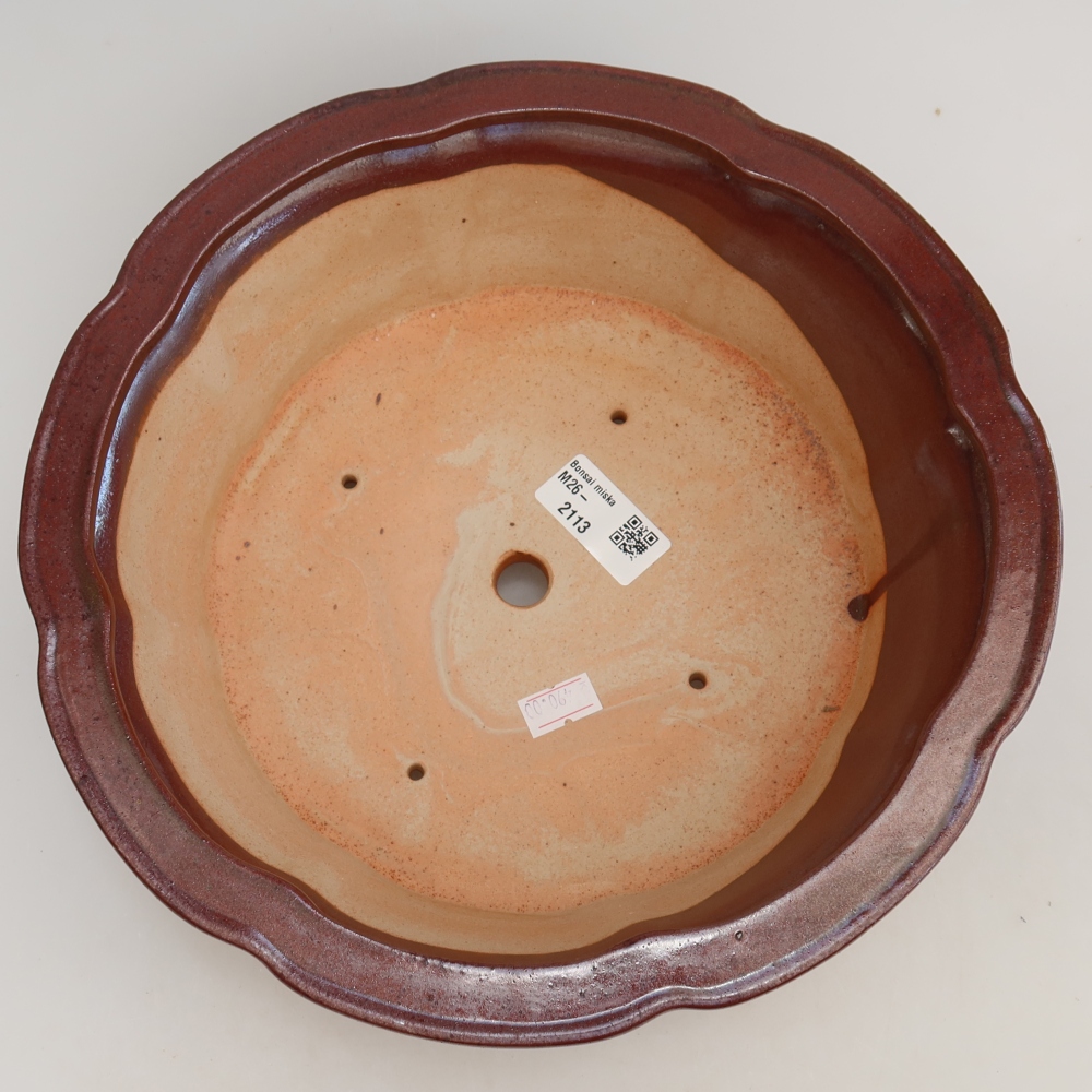 Ceramic bonsai bowl 26 x 26 x 8 cm, burgundy