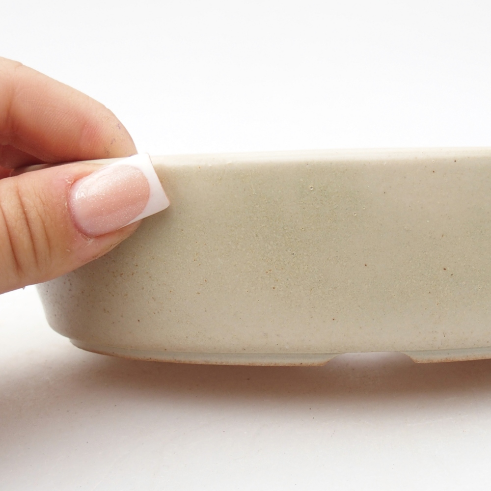 Ceramic bonsai bowl 16,5 x 11,5 x 4,5 cm, colour beige