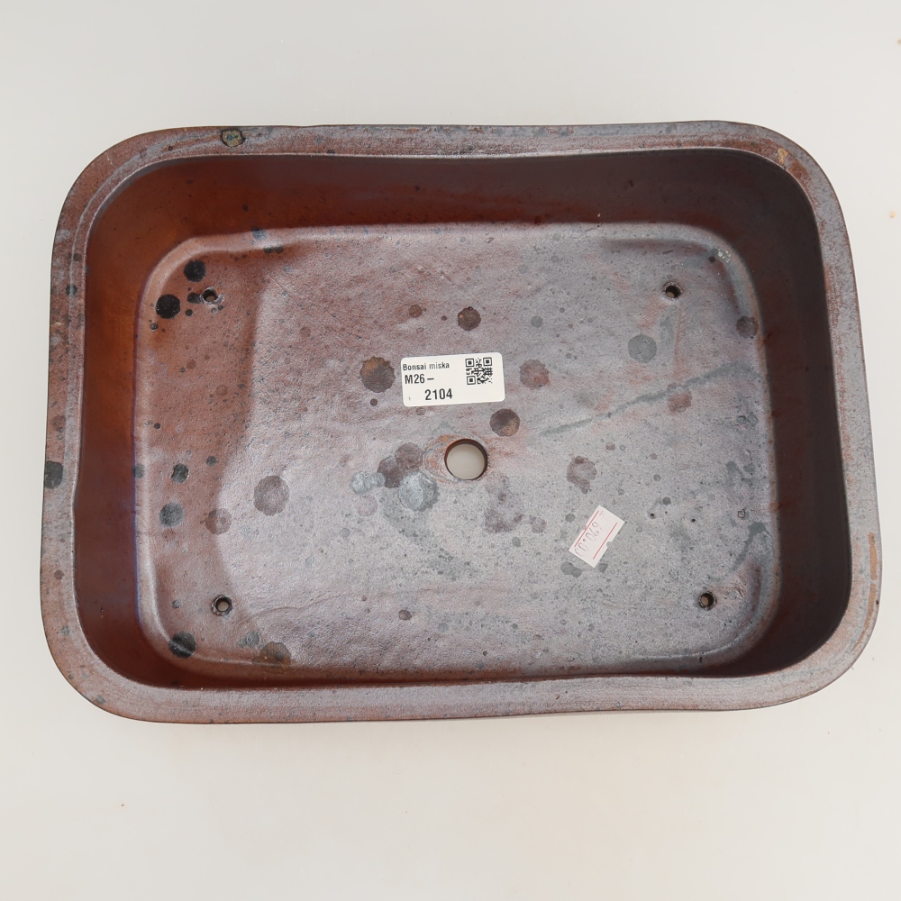 Ceramic bonsai pot, 28 x 20.5 x 7.5 cm, metallic color