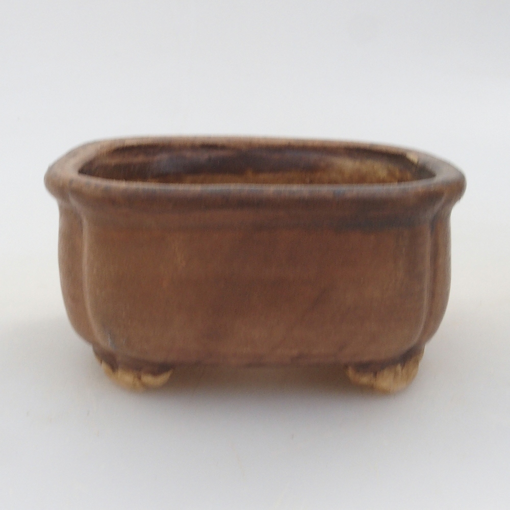 Ceramic bonsai bowl 7,5 x 7,5 x 3,5 cm, color brown