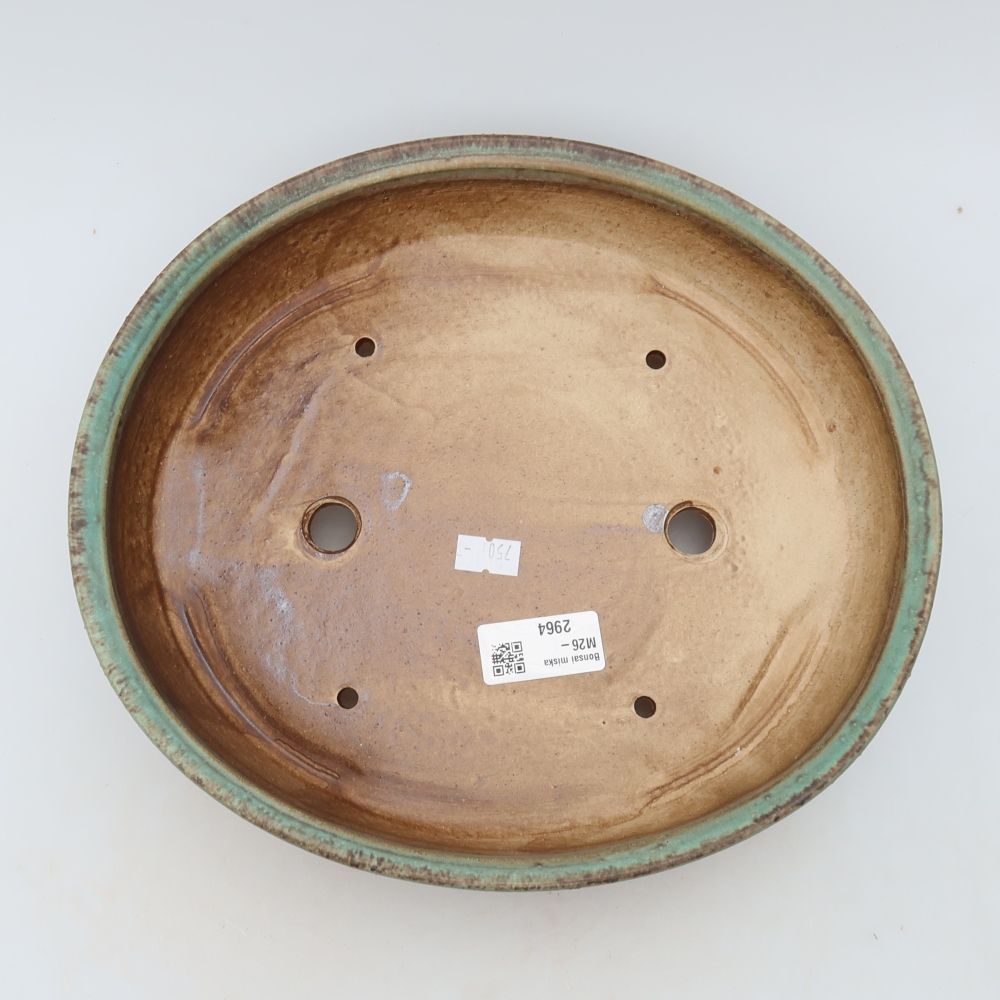 Ceramic bonsai pot, 27 x 24 x 5.5 cm, green