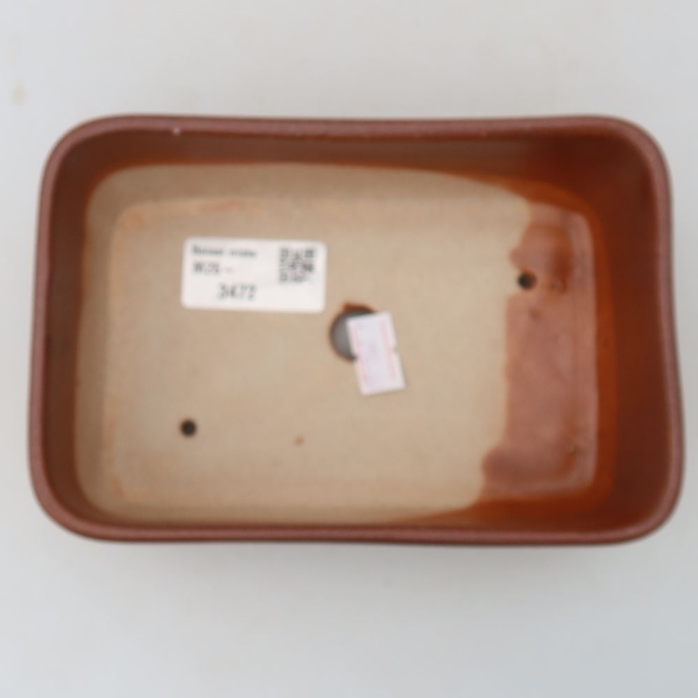 Ceramic bonsai pot, 16 x 10.5 x 5.5 cm, burgundy