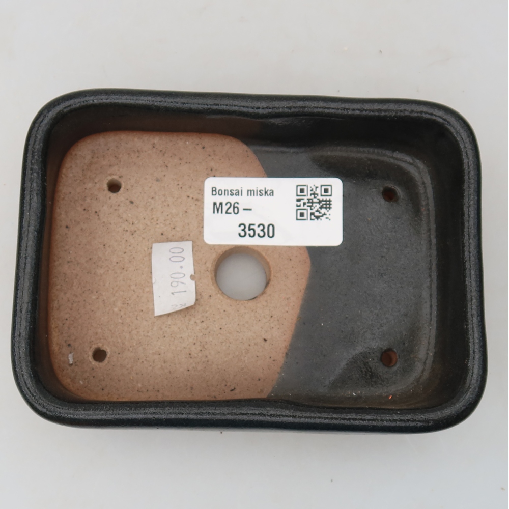 Ceramic bonsai pot, 12.5 x 9 x 3.5 cm, black