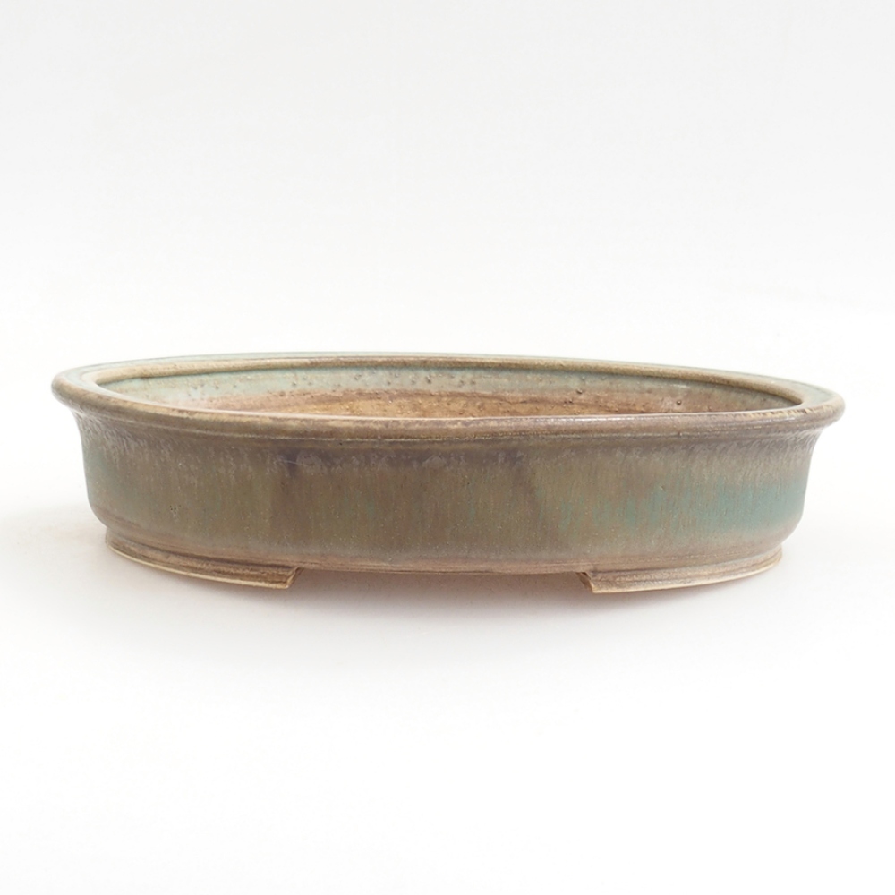 Ceramic bonsai bowl 23 x 19,5 x 4,5 cm, green