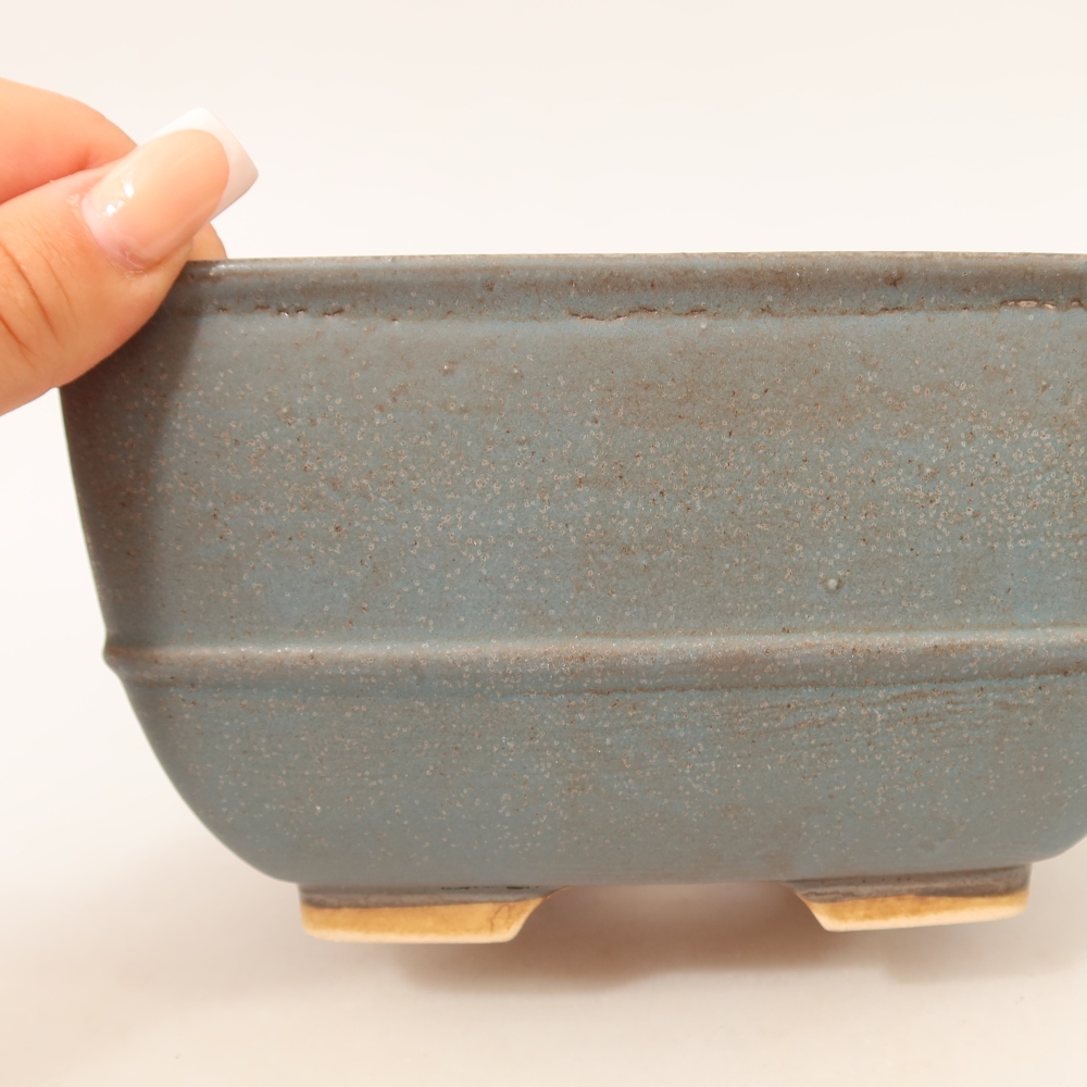 Ceramic bonsai pot, 16.5 x 16.5 x 9.5 cm, blue