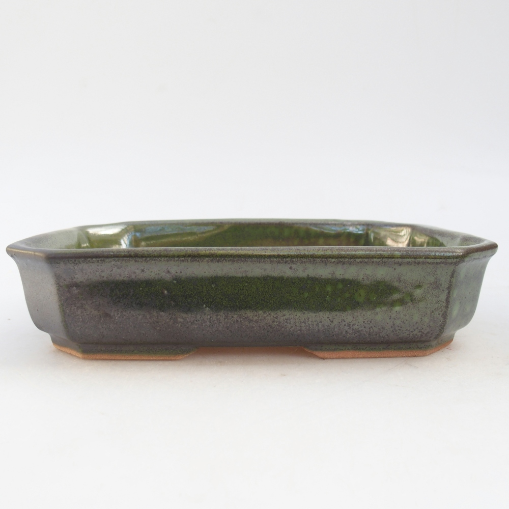 Ceramic bonsai bowl 19 x 13 x 4 cm, green