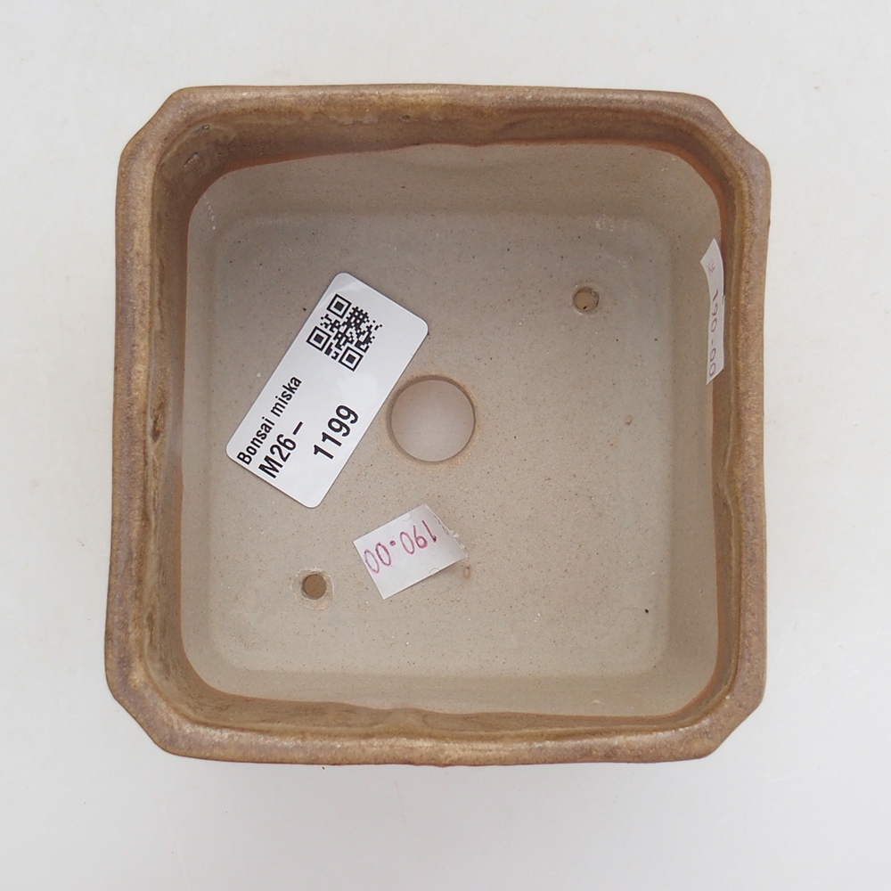 Ceramic bonsai bowl 9 x 9 x 7 cm, colour beige