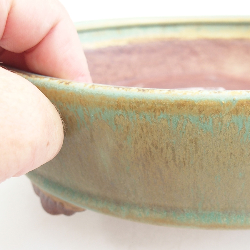 Ceramic bonsai bowl 21 x 21 x 5,5 cm, green