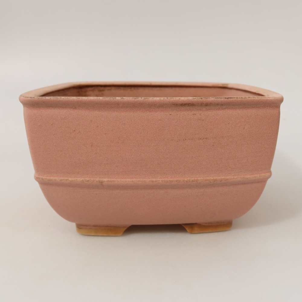 Ceramic bonsai pot, 16.5 x 16.5 x 9.5 cm, pink