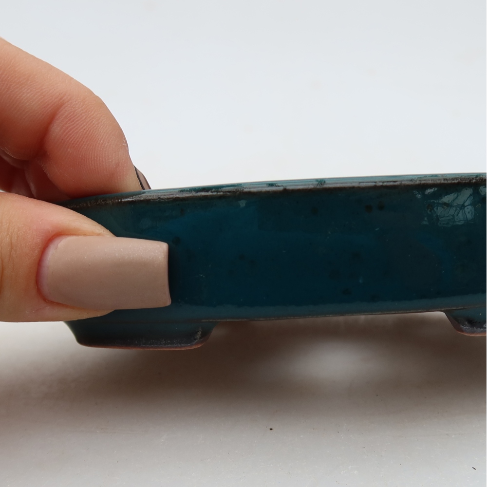 Ceramic bonsai pot, 12 x 9.5 x 2.5 cm, green