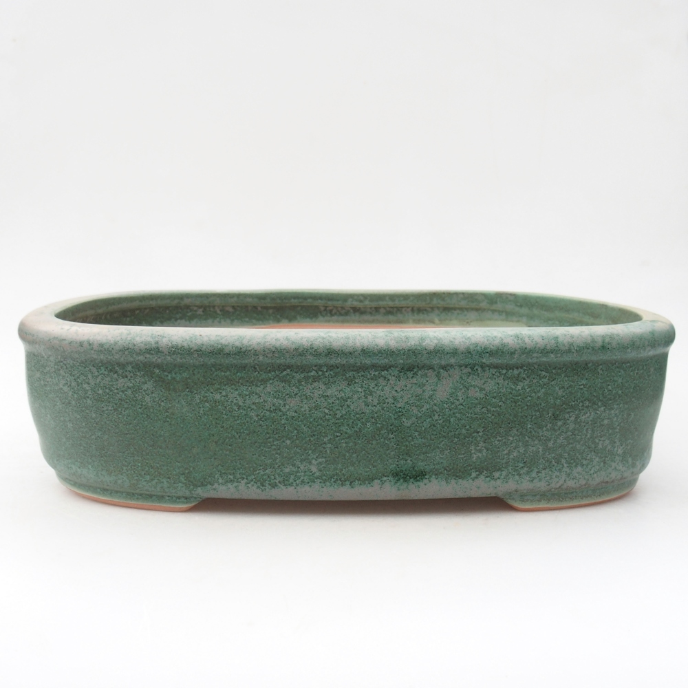 Ceramic bonsai bowl 32 x 25 x 7,5 cm, green