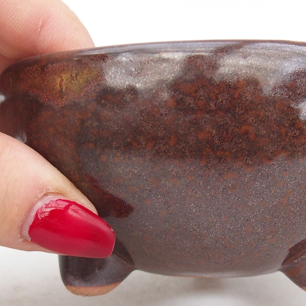 Ceramic bonsai bowl 9,5 x 9,5 x 5 cm, brown
