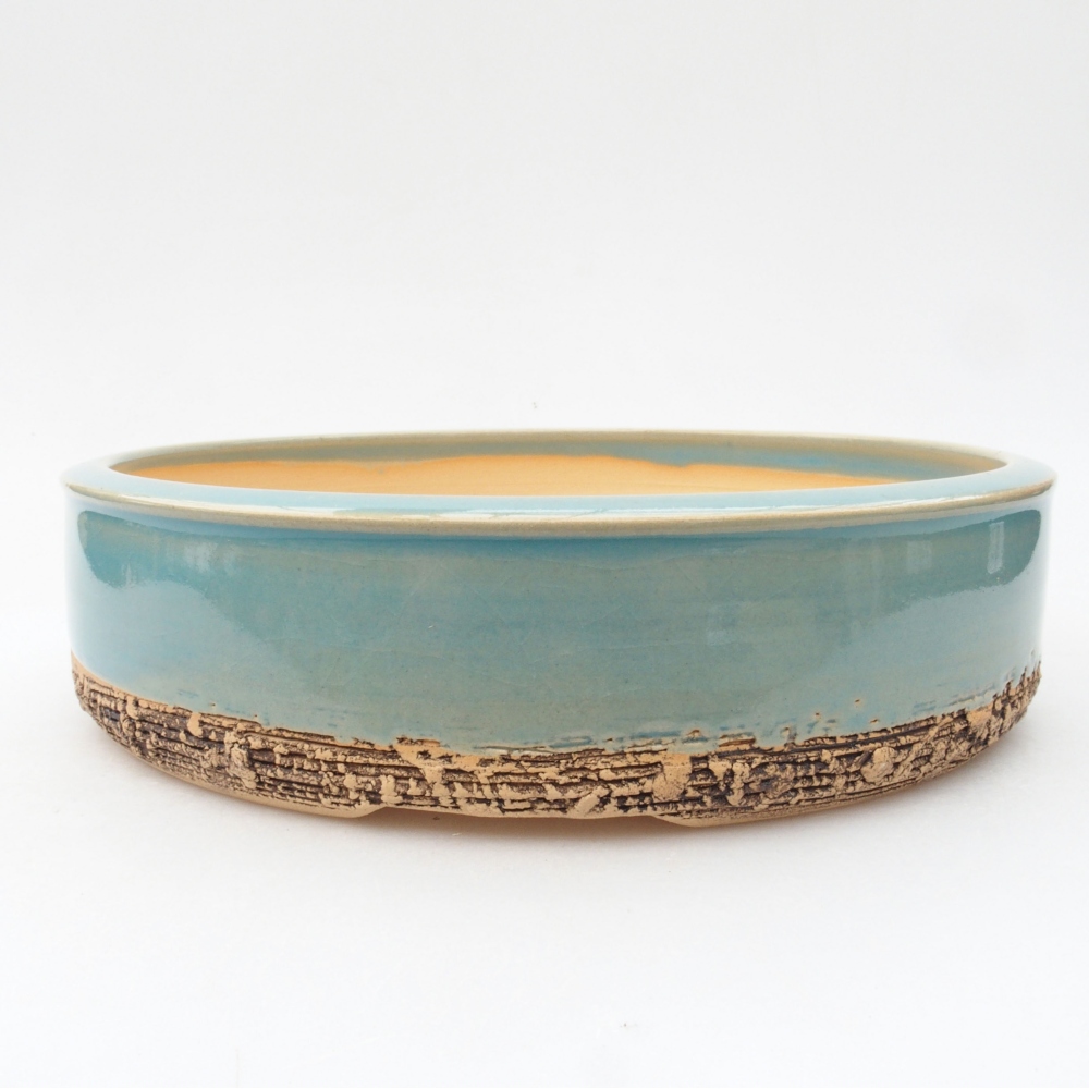 Ceramic bonsai bowl 21,5 x 21,5 x 5 cm, blue