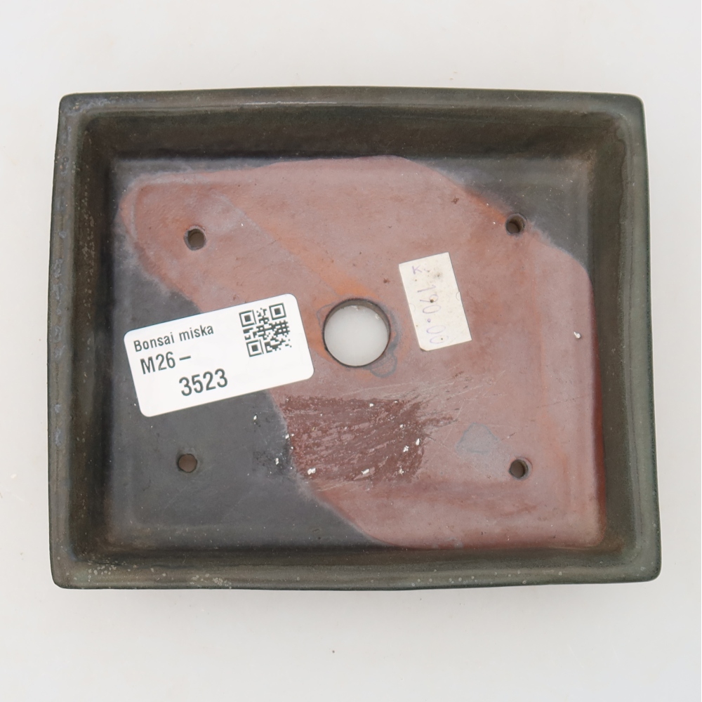 Ceramic bonsai pot, 13 x 10.5 x 2.5 cm, gray