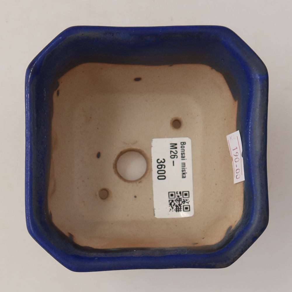 Ceramic bonsai pot, 10 x 10 x 6.5 cm, blue