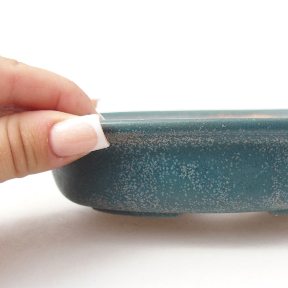 Ceramic bonsai bowl 14,5 x 10,5 x 3,5 cm, colour blue
