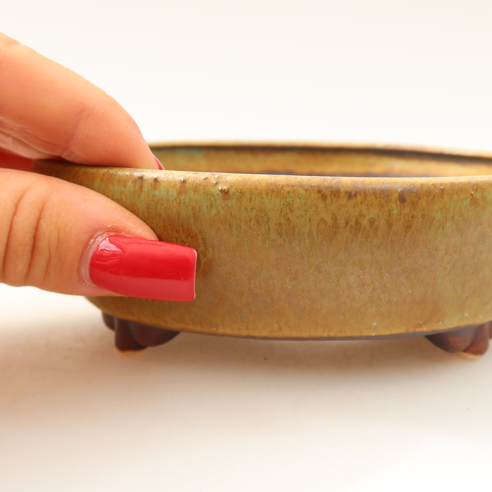 Ceramic bonsai pot, 12 x 10.5 x 4 cm, green
