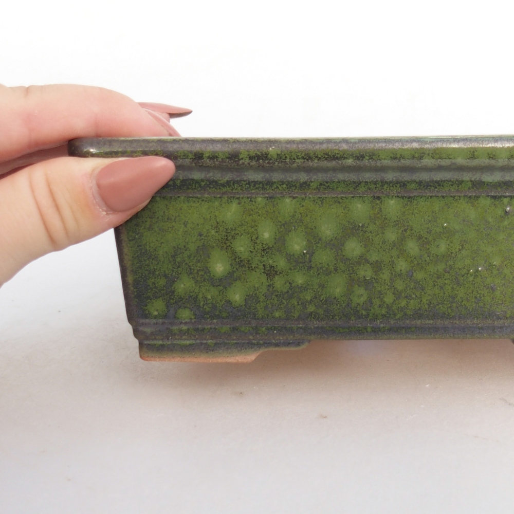 Ceramic bonsai bowl 16 x 12 x 6 cm, green