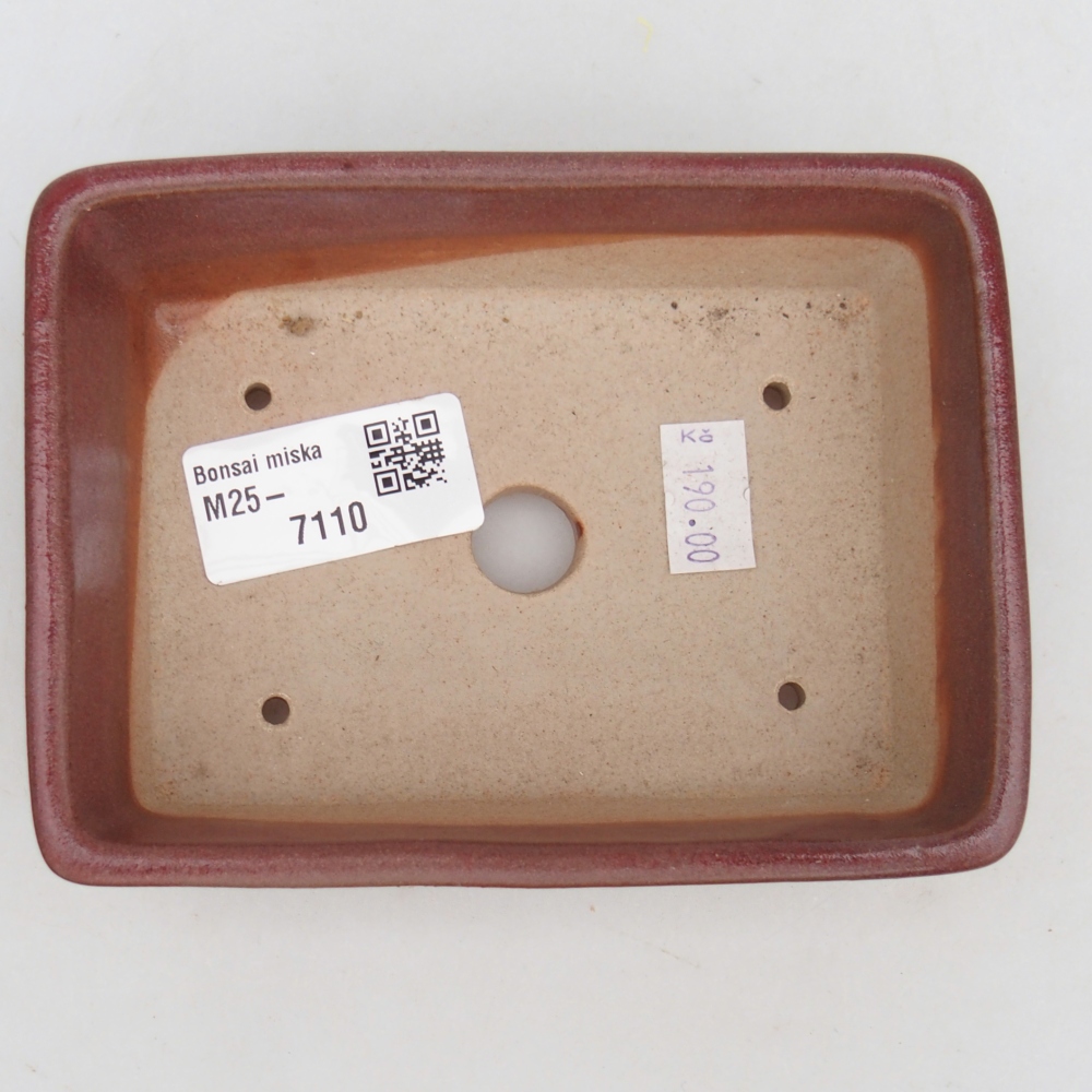 Ceramic bonsai bowl 11,5 x 9,5 x 6 cm, colour burgundy