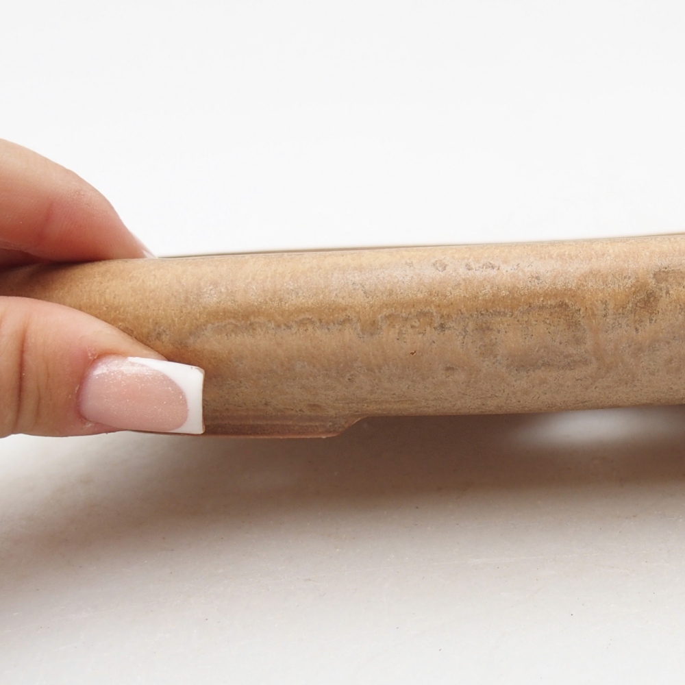 Ceramic bonsai bowl 22,5 x 16,5 x 3 cm, colour beige