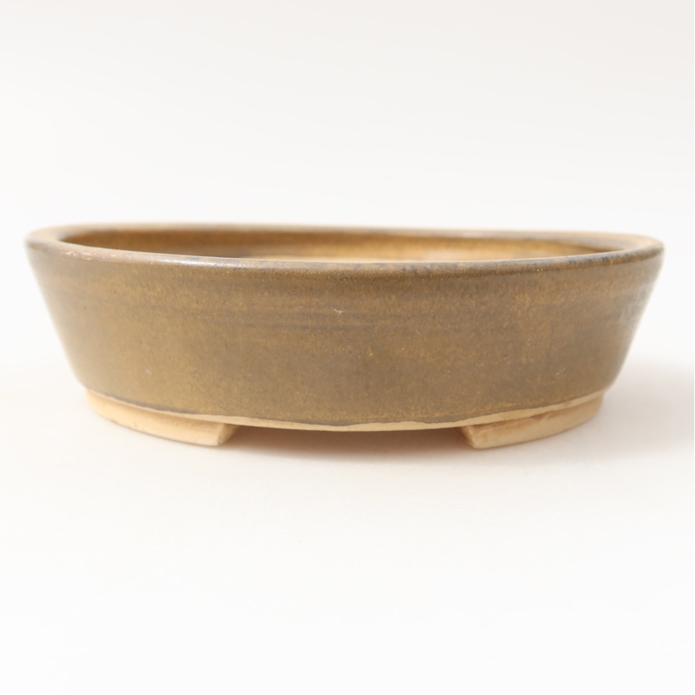 Ceramic bonsai pot, 15 x 14 x 4 cm, brown