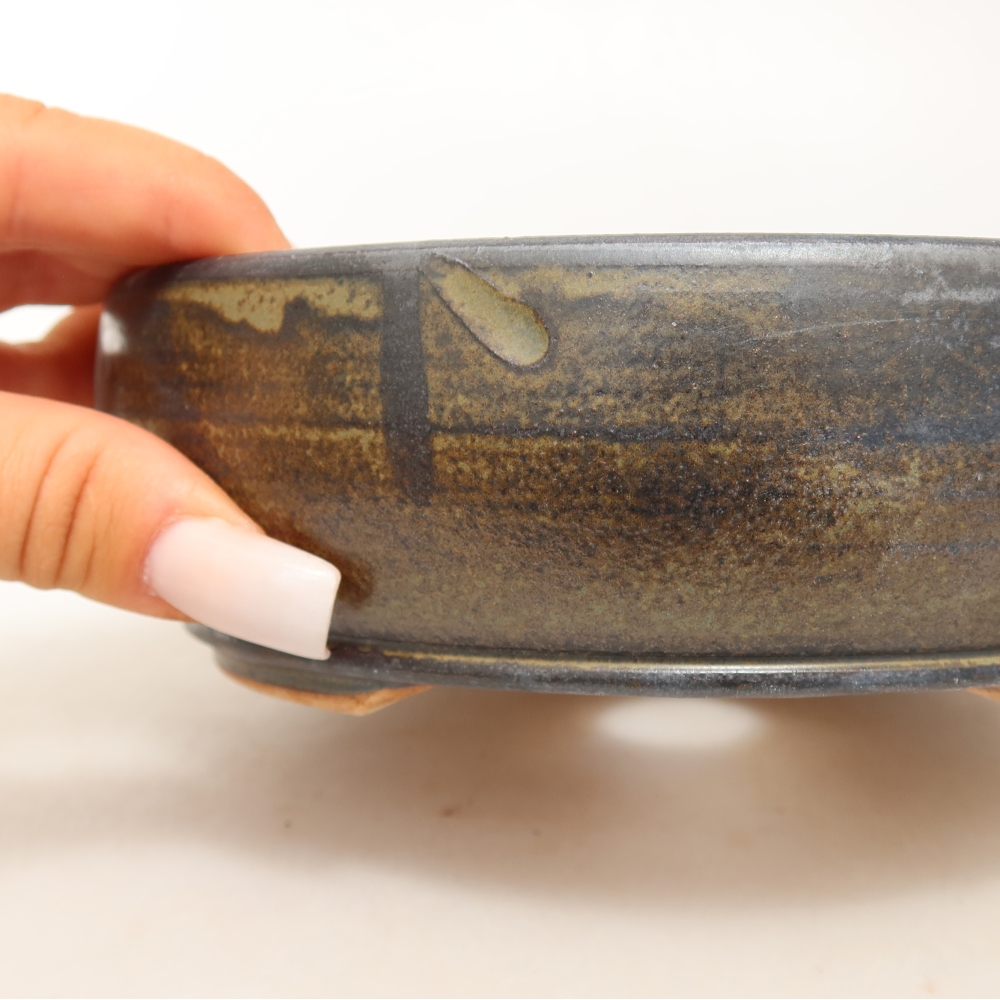 Ceramic bonsai bowl 16,5 x 16,5 x 5 cm, brown