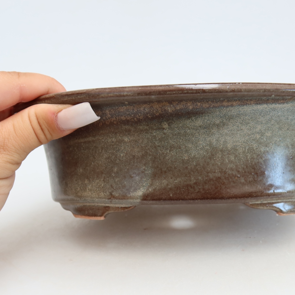 Ceramic bonsai pot, 22 x 17.5 x 6.5 cm, brown
