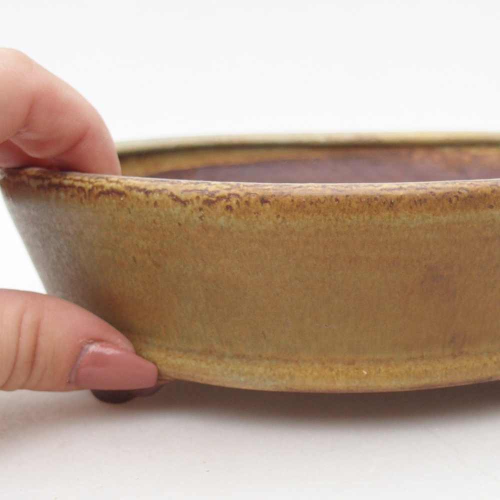Ceramic bonsai bowl 17,5 x 17,5 x 5 cm, green