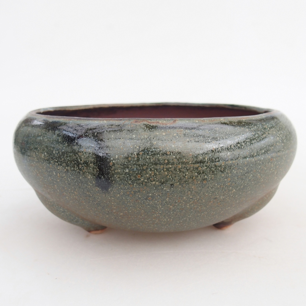 Ceramic bonsai bowl 15 x 15 x 7 cm, green