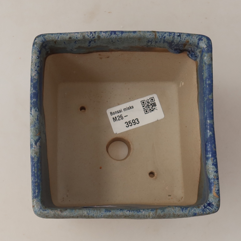 Ceramic bonsai pot, 11.5 x 11.5 x 9 cm, blue
