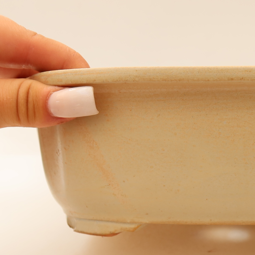 Ceramic bonsai pot, 24.5 x 21 x 7.5 cm, beige