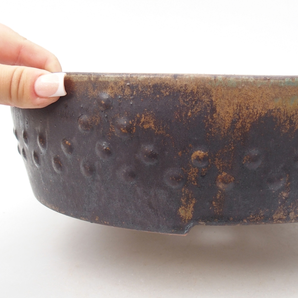 Ceramic bonsai bowl 27,5 x 27,5 x 8 cm, brown
