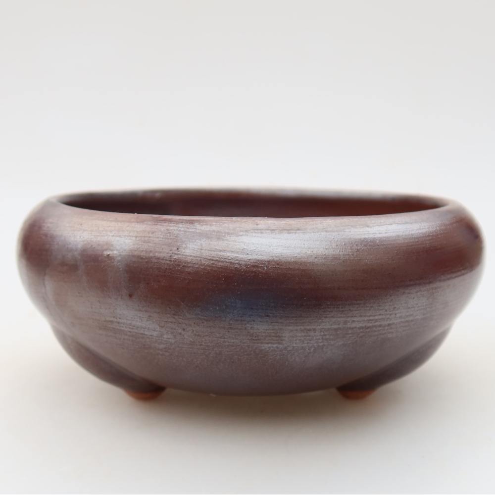 Ceramic bonsai pot, 15 x 15 x 6.5 cm, metallic color