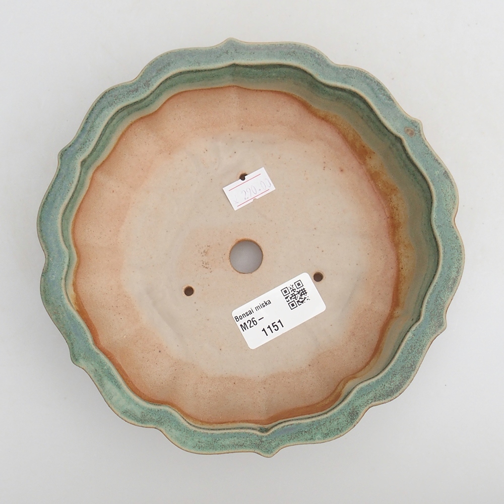 Ceramic bonsai bowl 18 x 18 x 4,5 cm, green