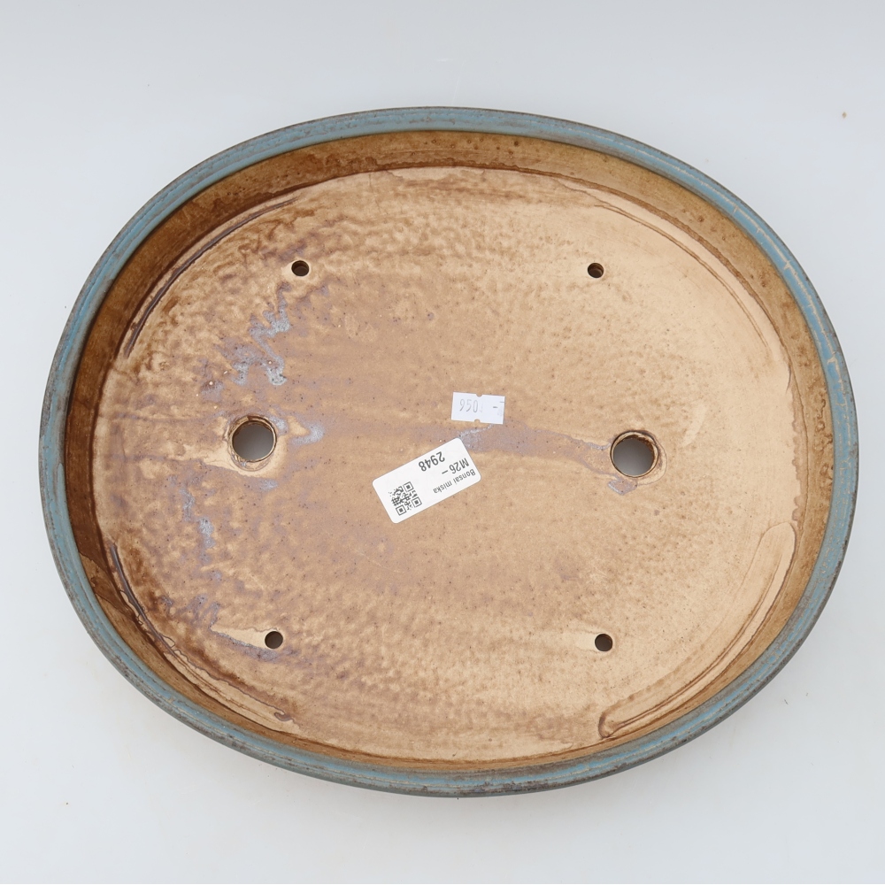 Ceramic bonsai pot, 31 x 27 x 4.5 cm, blue