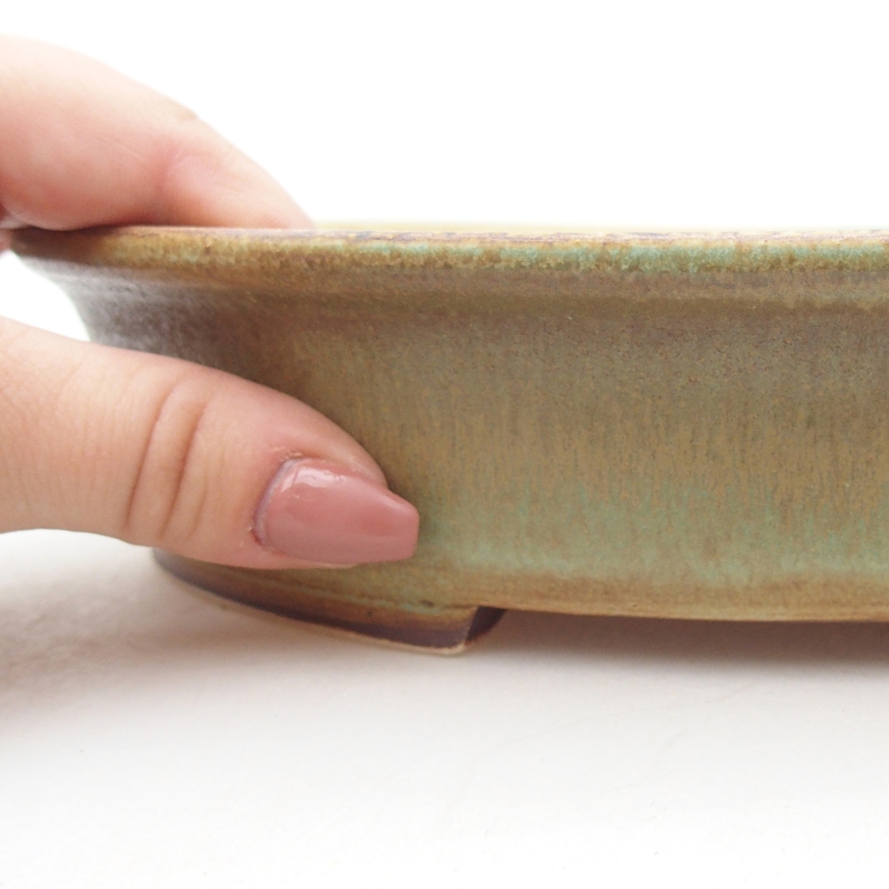 Ceramic bonsai bowl 24 x 21 x 5 cm, green