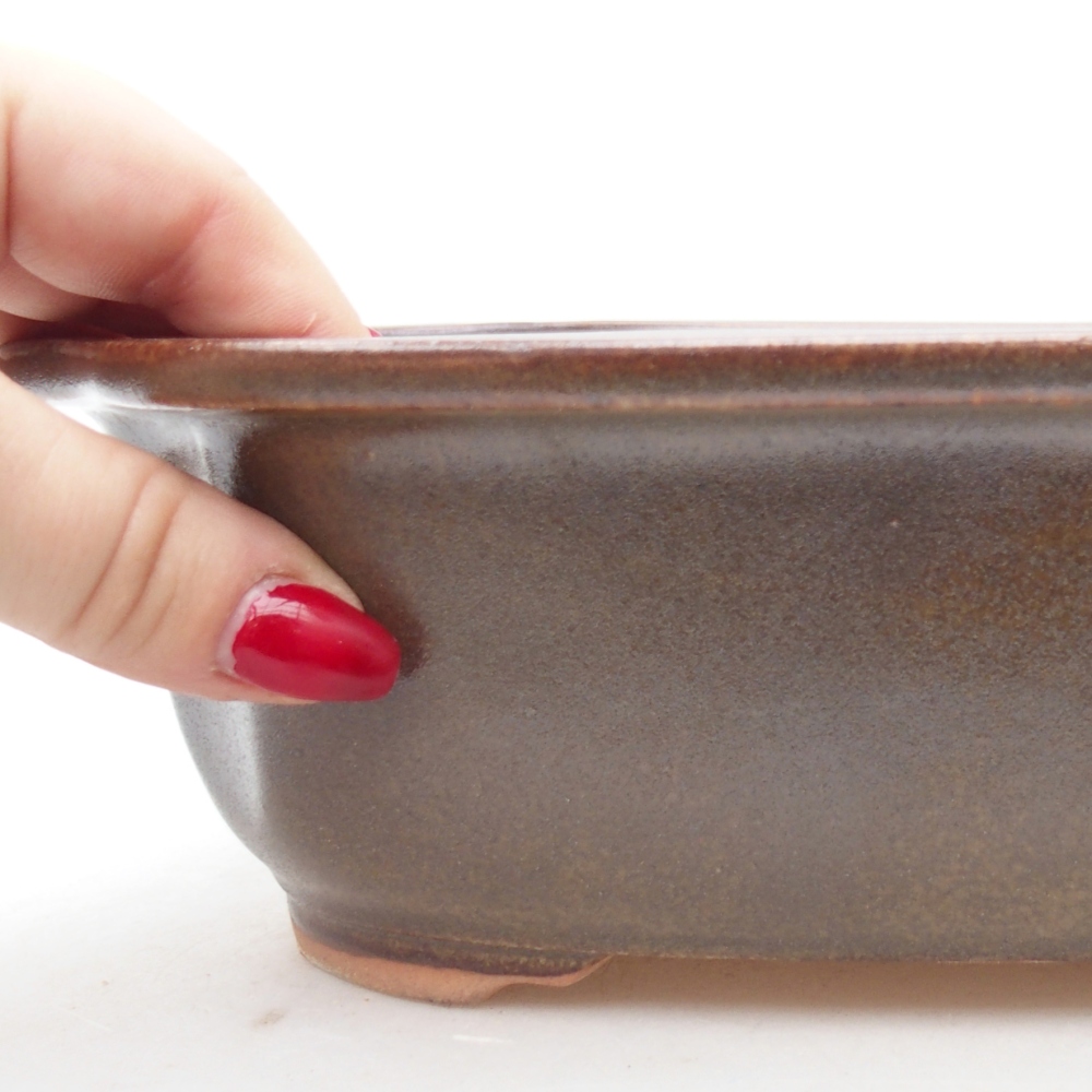 Ceramic bonsai bowl 25 x 21 x 7,5 cm, brown