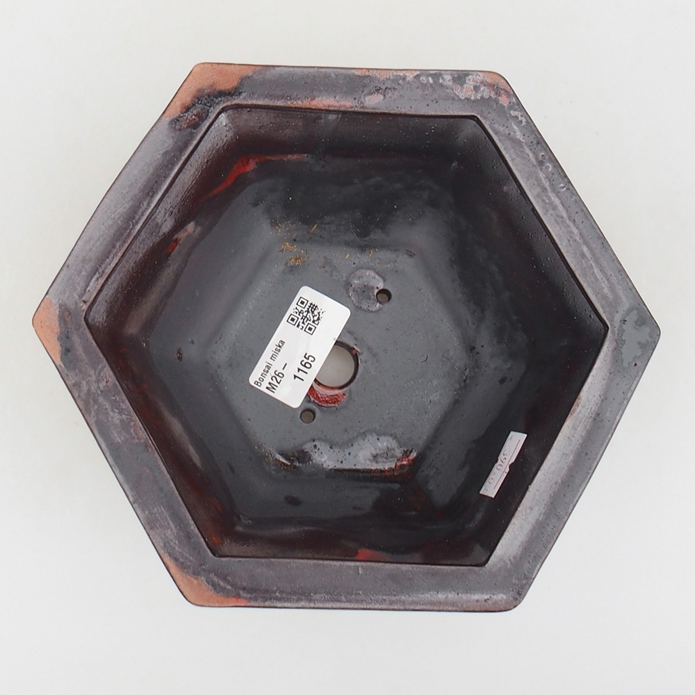 Ceramic bonsai bowl 18 x 16 x 9 cm, colour black red