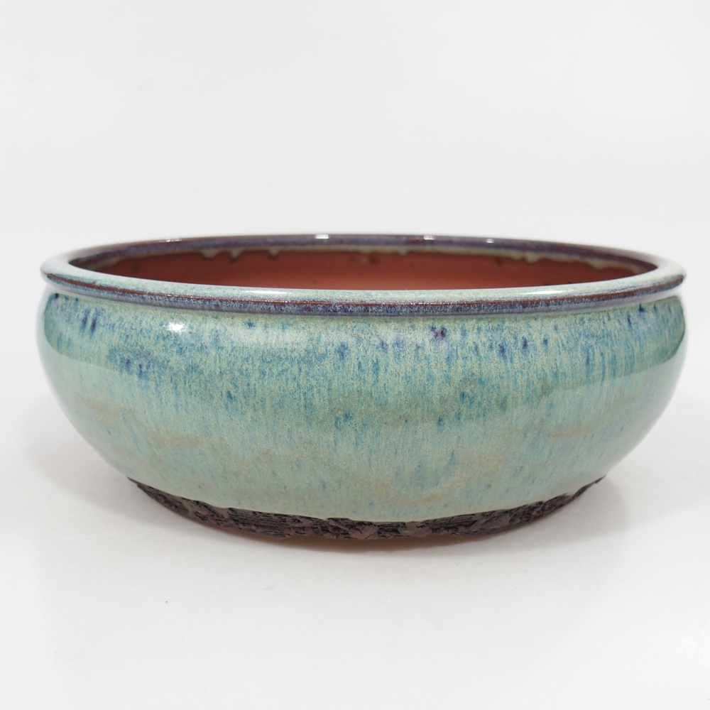 Ceramic bonsai bowl 19 x 19 x 6 cm, blue-green
