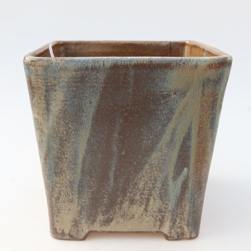 Ceramic bonsai pot, 13 x 13 x 14 cm, brown