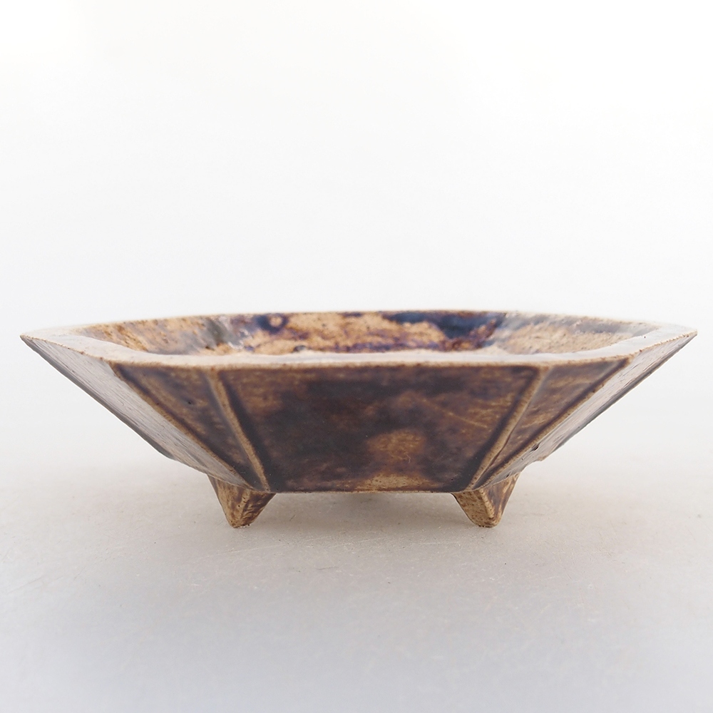 Ceramic bonsai bowl 8,5 x 8 x 2,5 cm, brown
