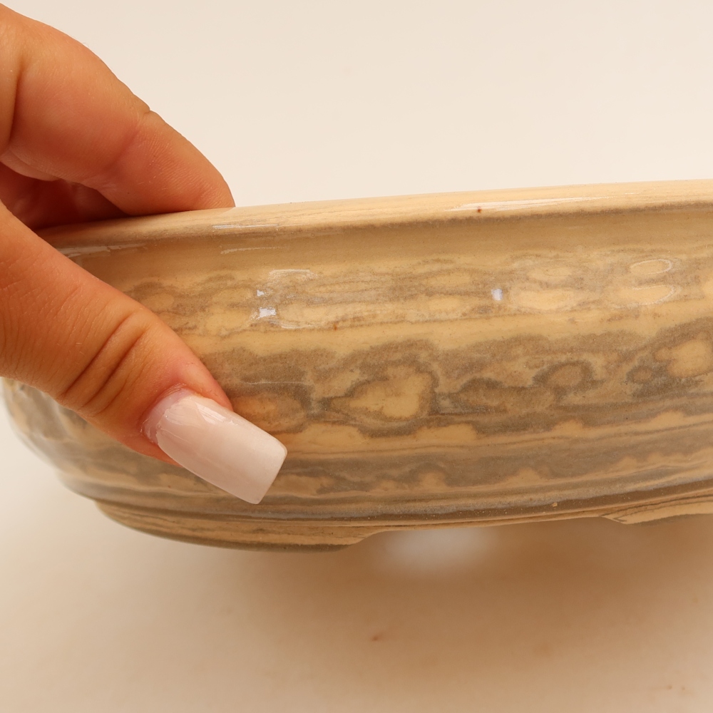Ceramic bonsai pot, 22 x 22 x 6 cm, beige