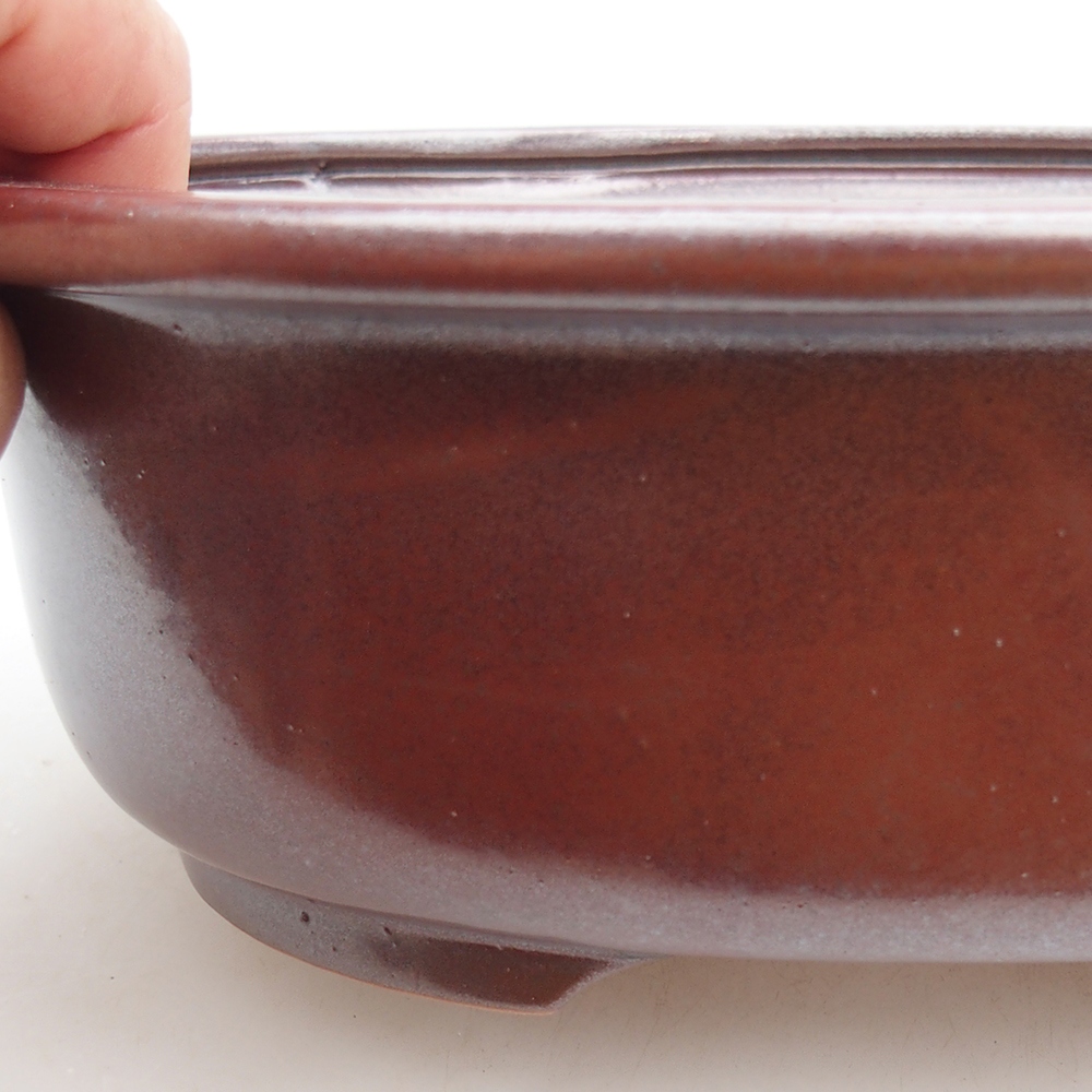 Ceramic bonsai bowl 23 x 19 x 7 cm, burgundy