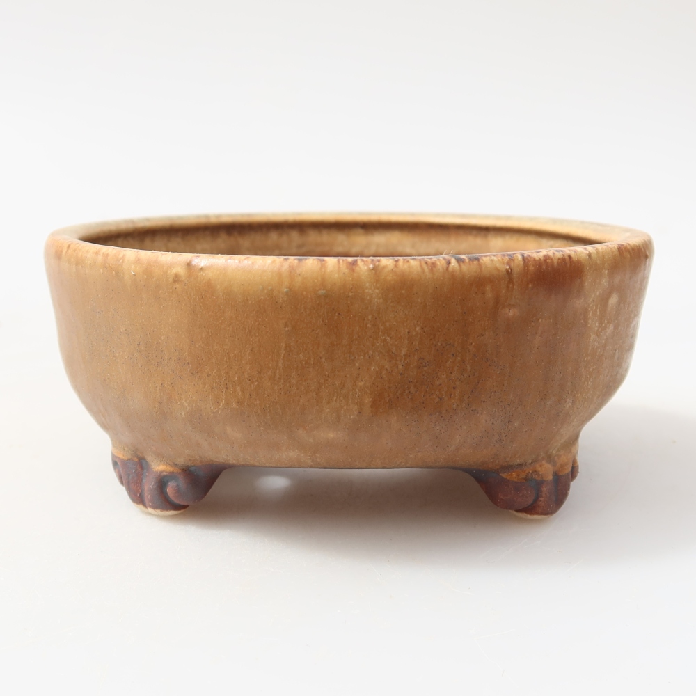 Ceramic bonsai bowl 11 x 11 x 4,5 cm, brown