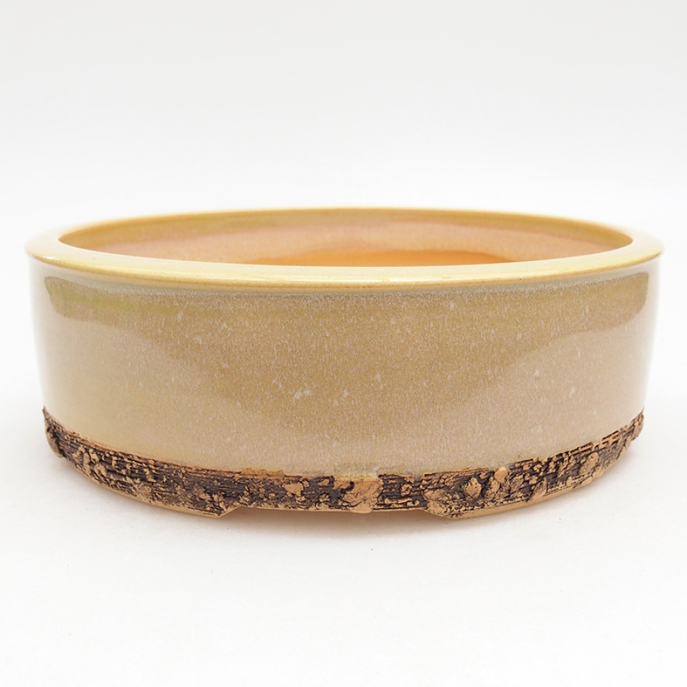 Ceramic bonsai pot 18.5 x 18.5 x 6 cm, green