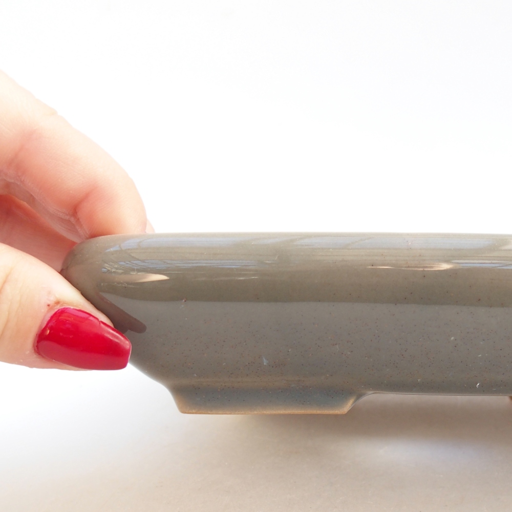 Ceramic bonsai bowl 16,5 x 13,5 x 3,5 cm, grey