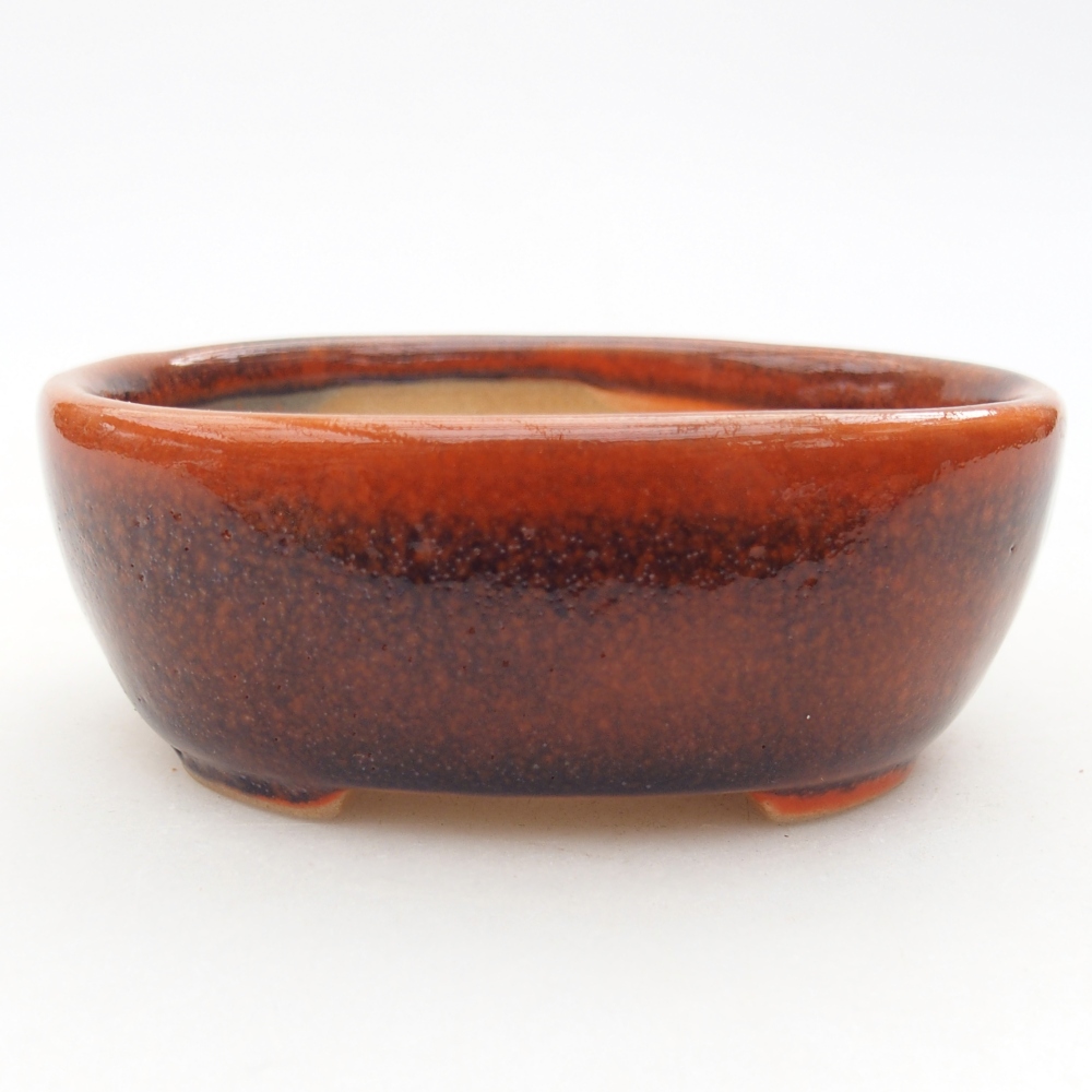 Ceramic bonsai bowl 9 x 7,5 x 3,5 cm, orange